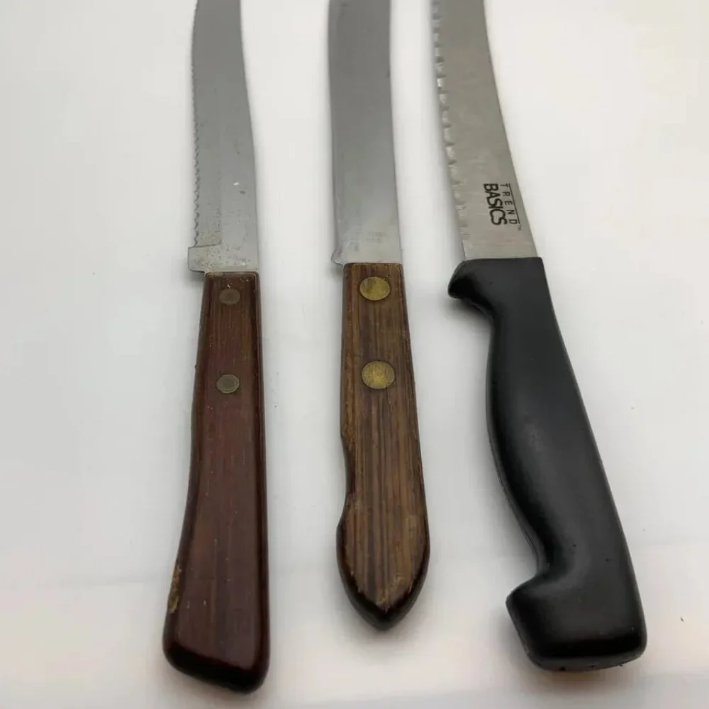 Set of 3 Vintage Unique Kitchen Knives Cutlery Set